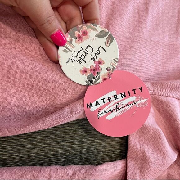 NWT Love Circle Maternity Bubblegum Pink Sweatshirt Size S - Picture 8 of 11